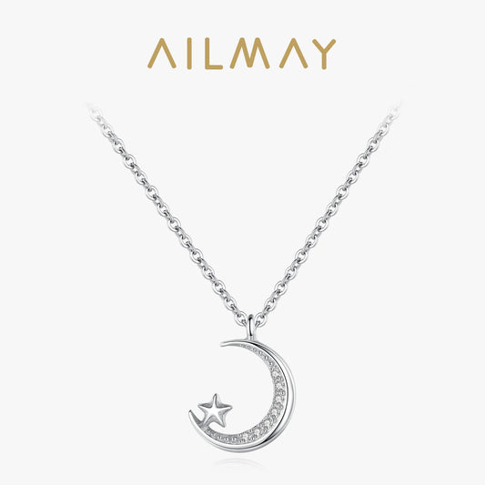 Ailmay 925 Sterling Silver Moonlight Star Pendant Necklace