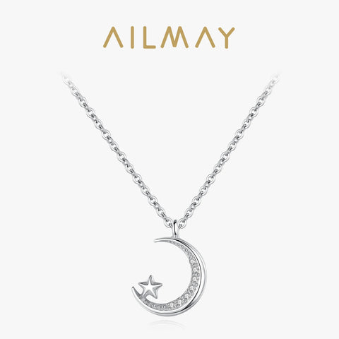 Ailmay 925 Sterling Silver Moonlight Star Pendant Necklace
