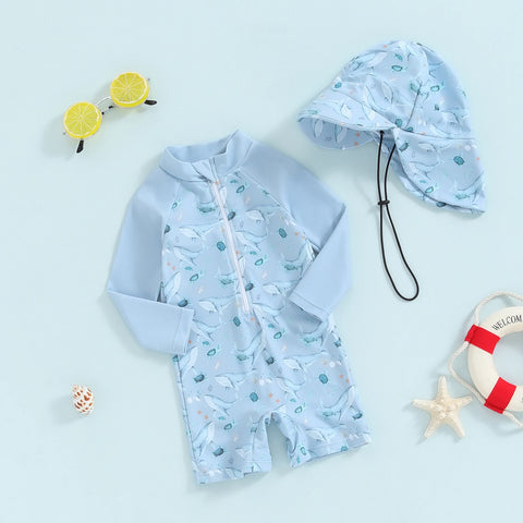 Toddler Baby Boy Whale Print Swimwear Set