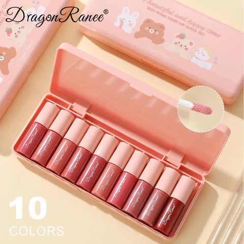 Dragon Ranee 10-Color Cartoon Lip Glaze Set
