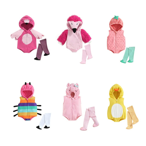 Tregren Infant Baby Girls Romper Set with Flamingo Design
