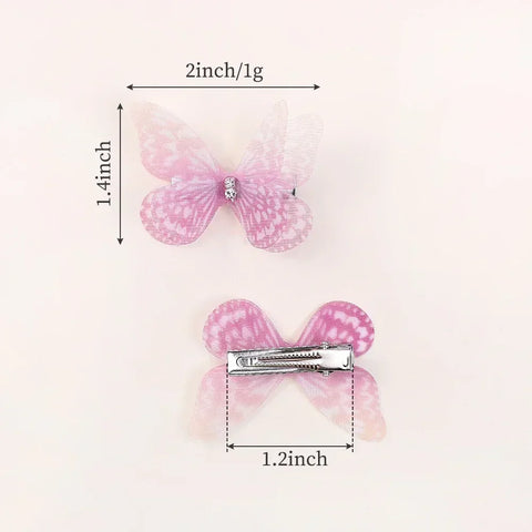 5pcs/set Cute Mesh Double-layer Simulation Butterfly Hairpins – Colorful Gradient Headwear for Lovely Girls