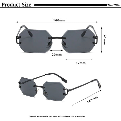 CATERSIDE Randloze Octagon Gradient Zonnebril – Vintage UV400 Unisex Zonnebrillen voor Reizen, Feesten en Zaken
