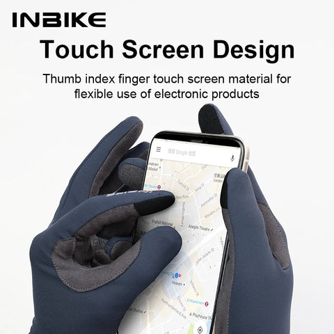 INBIKE 2024 Gel Padded Fietshandschoenen voor Heren - Herfst Winter Full Finger Touchscreen MTB Accessoires