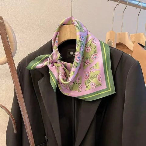 2025 Luxury Silk Skinny Scarf with Cat Print