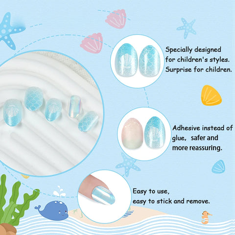 24 Pcs Children Cute Fake Nails