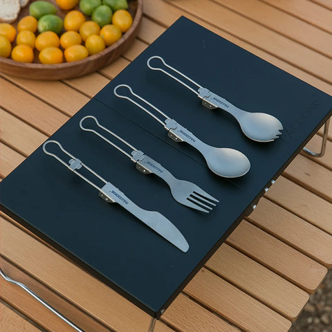 PACOONE Camping Titanium Spork - Ultralight Outdoor Tableware for Hiking and Traveling