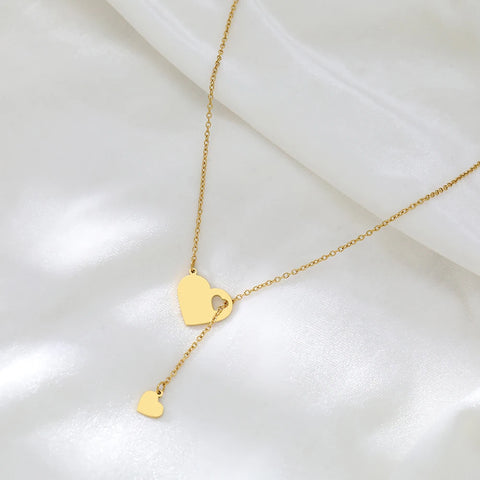 Stainless Steel Sweet Heart Pendant Necklace for Women - Fashion Choker Jewelry for Weddings and Parties