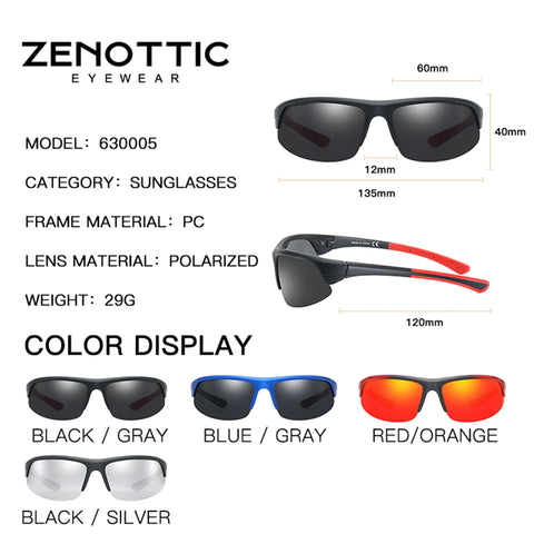 ZENOTTIC gepolariseerde fietszonnebril – 100% UV400 unisex zonnebril voor rijden en reizen