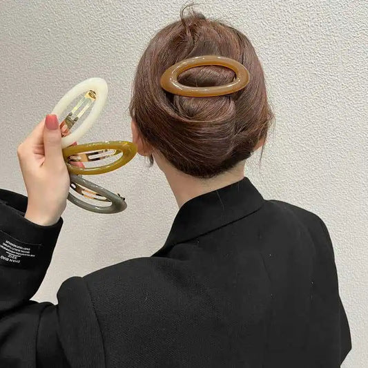 Korean Big Spring Hair Claw Clips - Stylish Metal Jelly Ponytail Holders