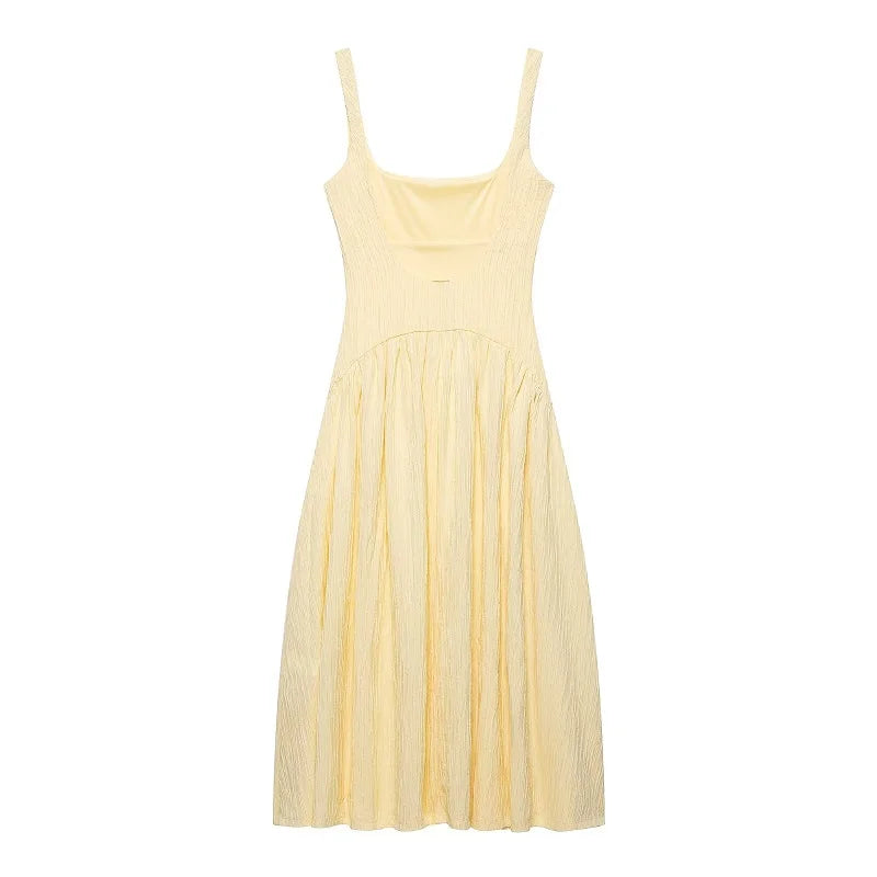 Elegant Pleated Slip Midi Dress for Women