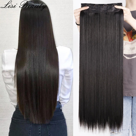 Synthetic 5 Clip In Hair Extensions 80CM - Long Straight Hairpiece