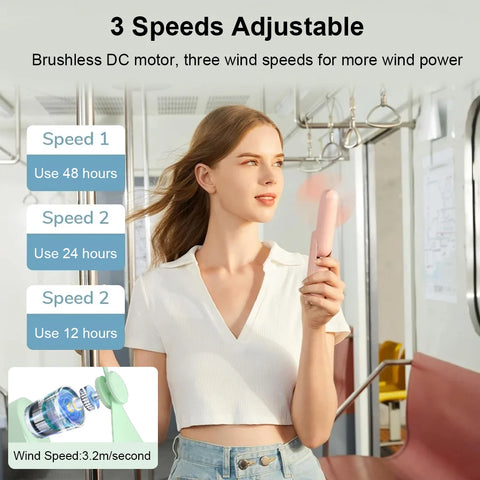 Mini Portable Handheld Fan 2000mAh USB Rechargeable - Compact Folding Fan with Power Bank