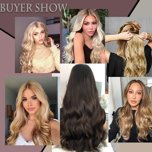 Long Wavy 5 Clip In Hair Extensions - Black Blonde Mix