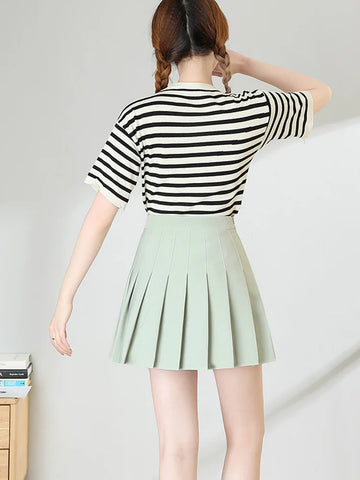 Bruine geplooide minirok voor dames - Hoge taille Harajuku-stijl Zomer 2025 Schooluniform