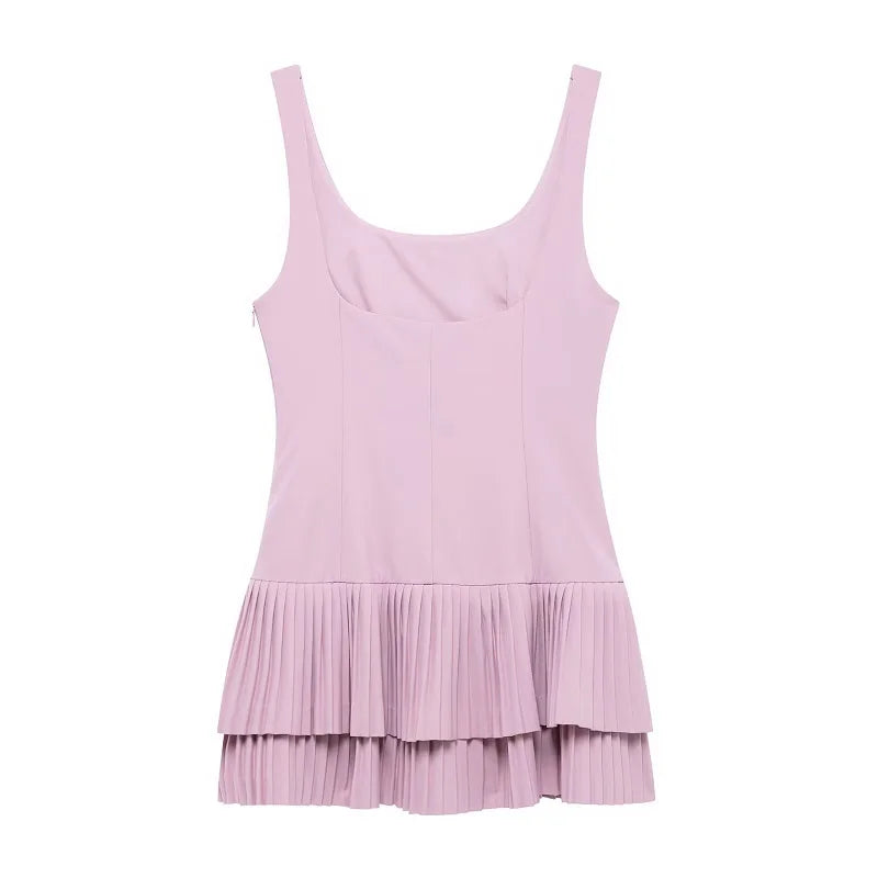 MUJER 2025 Pleated Mini Dress - Backless Jumpsuit