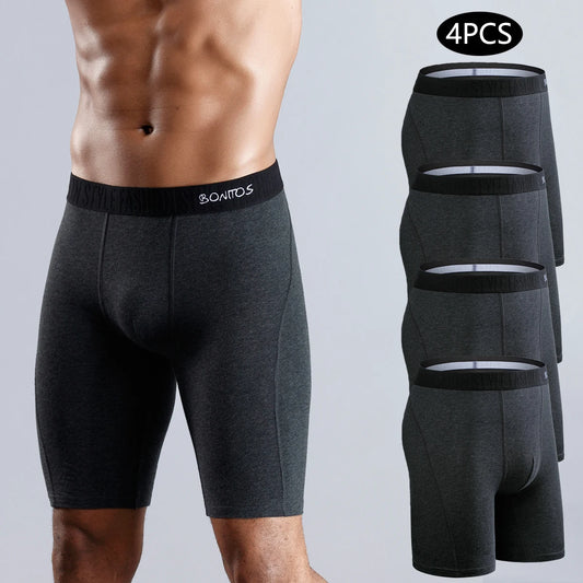 4pcs Plus Size Long Boxers for Men