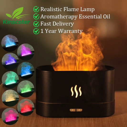 KINSCOTER Aroma Diffuser Air Humidifier - Ultrasonic Cool Mist Maker with LED Flame Lamp