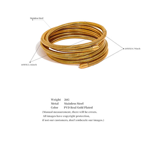 Yhpup Stainless Steel Stackable Multi-Layer Wrap Arm Bracelet - Unisex Waterproof Fashion Jewelry