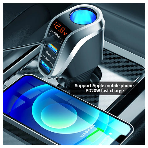 66W Quick Charge Car Charger with QC3.0/PD Port