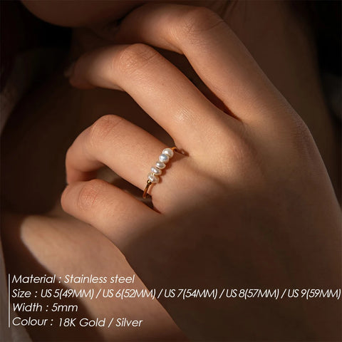 eManco Freshwater Pearl Gold-Plated Round Rings - Elegant Holiday Jewelry Gifts