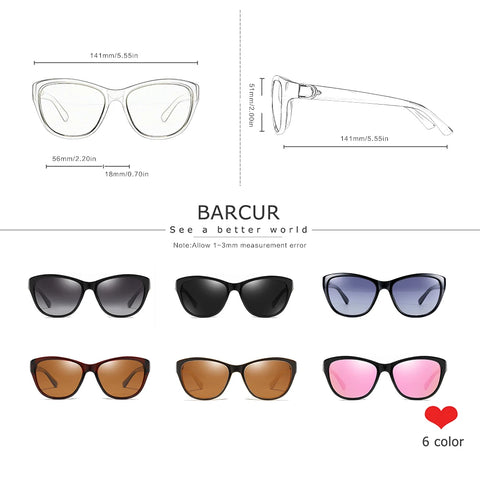 BARCUR TR90 Cat-Eye gepolariseerde zonnebril – Gradient UV400 dameszonnebril