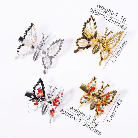 2Pcs/set Metal Will Move Simulation Butterfly Hair Clips for Women and Girls - Chic Duckbill Hairpins and Accessories