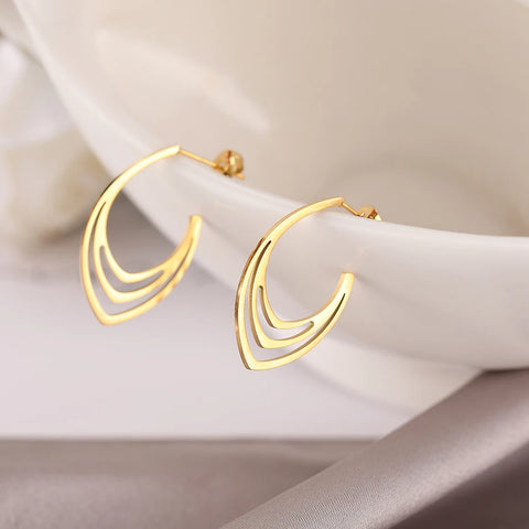 Vintage Stereoscopic Stainless Steel Earrings - Trendy Stud Jewelry for Women