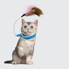 Interactive Cat Teaser Neck Collar with Feather and Bell