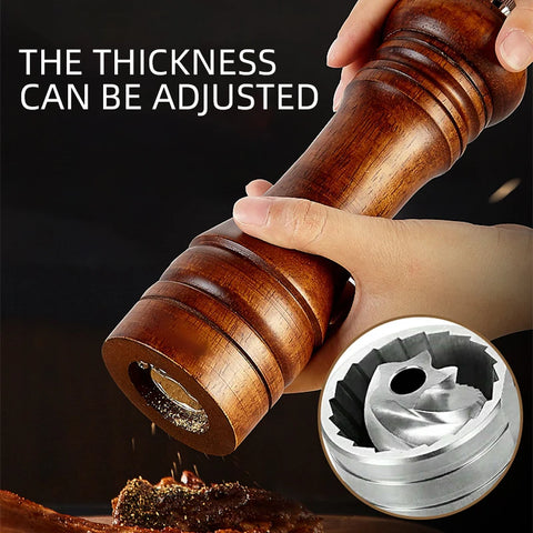 Classical Oak Wood Pepper Spice Mill Grinder Set - Adjustable Ceramic Grinding Core