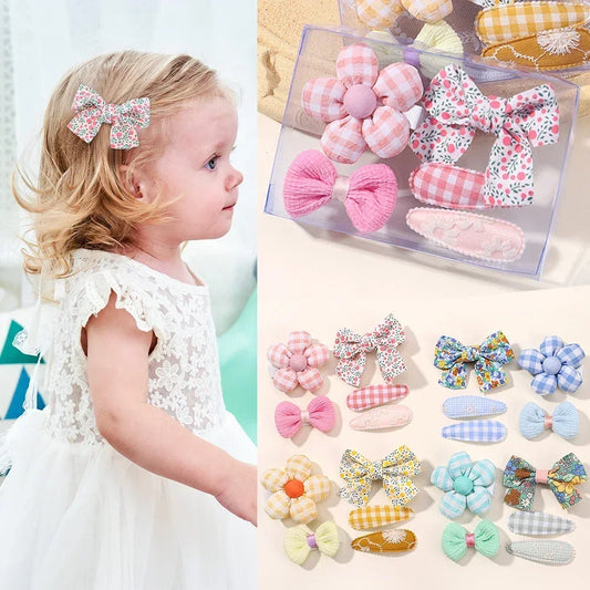 5Pcs Mini Baby Girl Hair Clip Set - Cute Floral Bow Bunny Princess Hairpins for Toddlers