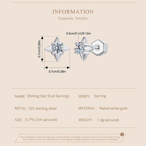 BAMOER Shining Star Moissanite Earrings
