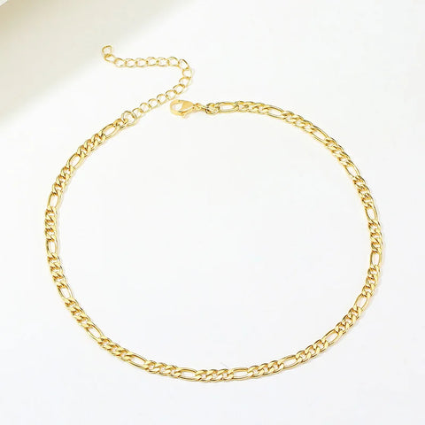 Figaro Chain Necklace - Stainless Steel Gold Color Choker for Women & Girls in Multiple Lengths