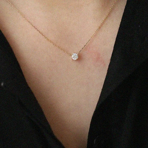 INZATT Real 925 Sterling Silver Zircon Round Bead Pendant Choker Necklace