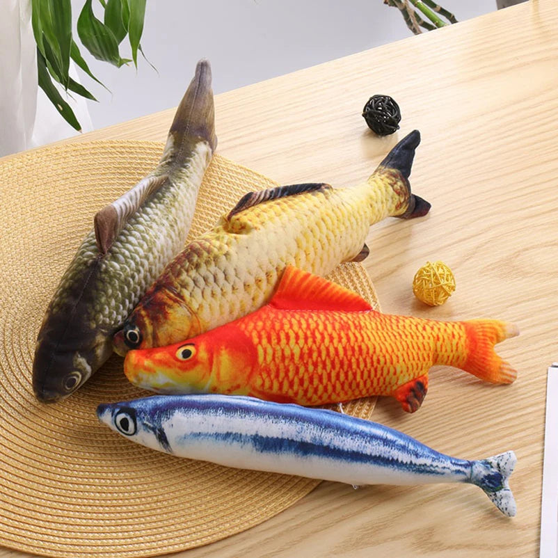 Simulation Fish Cat Chew Plush Toys