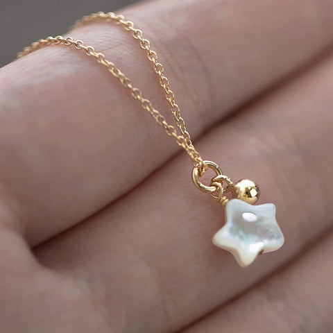 INZATT 925 Sterling Silver Shell Star Bead Pendant Choker Necklace