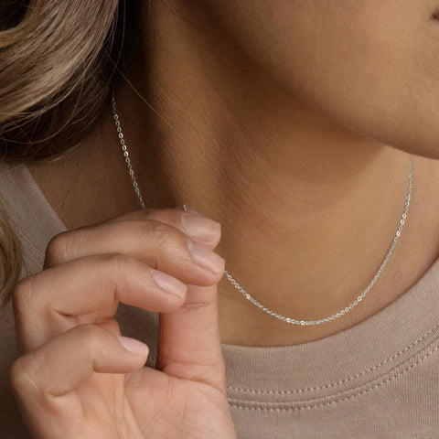 eManco Fine Chain Necklace - Stainless Steel Silver Color Plating for Women