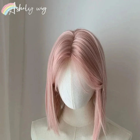 Ashley Sweet Short Bob Wig - Pink Blonde Lace Front Cosplay