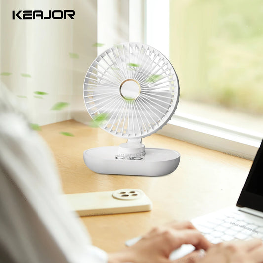 Portable Desk Fan - Mini USB Electric Fan with 5 Speeds and Rechargeable Battery