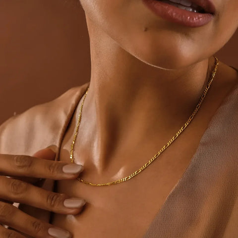 Skyrim Stainless Steel Gold Color Chain Necklace for Women – Minimalist Cuban Paperclip Twisted Snake Chain Fashion Jewelry
