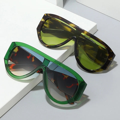 SHAUNA Oversized Pilotenzonnebril – Rood &amp; Groen Gradiënt UV400 Unisex Retro Zonnebrillen