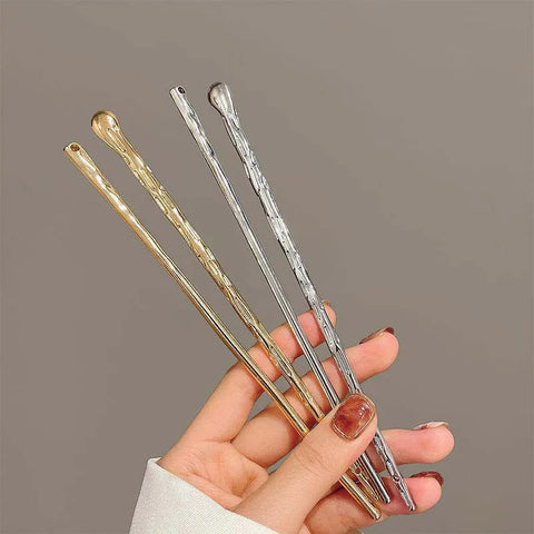 2025 New Punk Gold Silver Color Metal Long Hairpin - Trendy Hair Sticks for Women