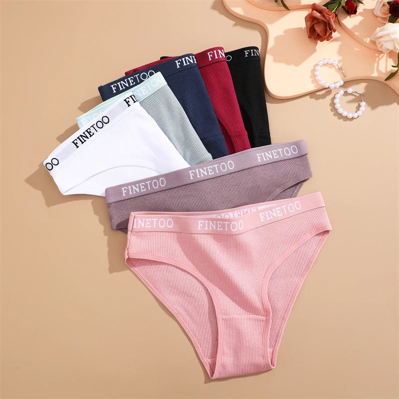 FINETOO Women's Cotton Striped Underwear 4Pcs