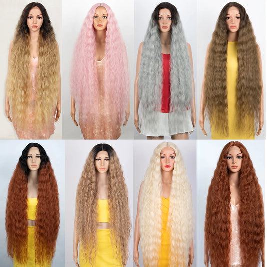 MIRACLE Curly Wigs Synthetic Lace Front Wig 40 Inch