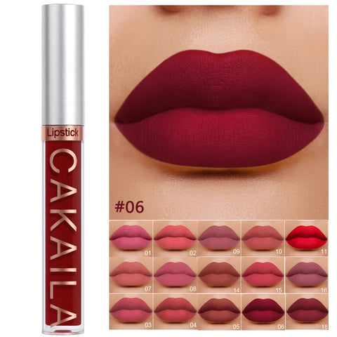 Dark Red Matte Lip Gloss - 18 Color Velvet Lip Glaze, Long-Lasting & Waterproof Liquid Lipstick for Women