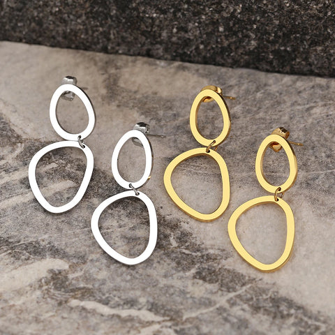 Trendy Stainless Steel Geometric Oval Earrings for Women - Perfect for Parties and Gifts