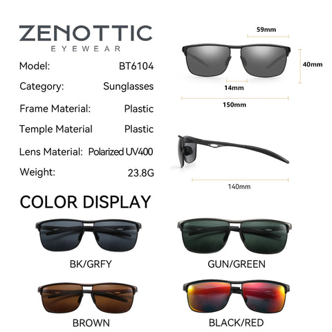 ZENOTTIC Aluminium Gepolariseerde Zonnebril – UV400 Unisex Zonnebrillen voor Vissen, Wandelen en Golfen