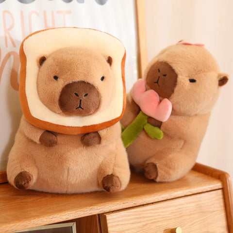 Lotus Leaf Capybara Plush Toy – Oyster, Bee & Cosplay Animal Designs with Backpack Accessories