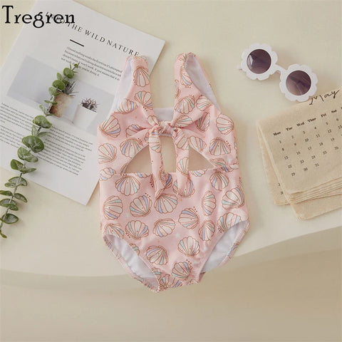 Tregren Peuter Baby Meisjes Bloemen Schelp Print Badkleding