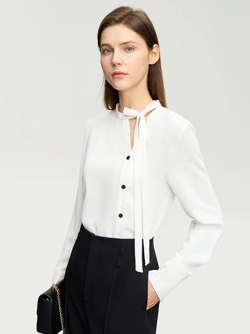 AMII Minimalism Chiffon Women Blouse 2024